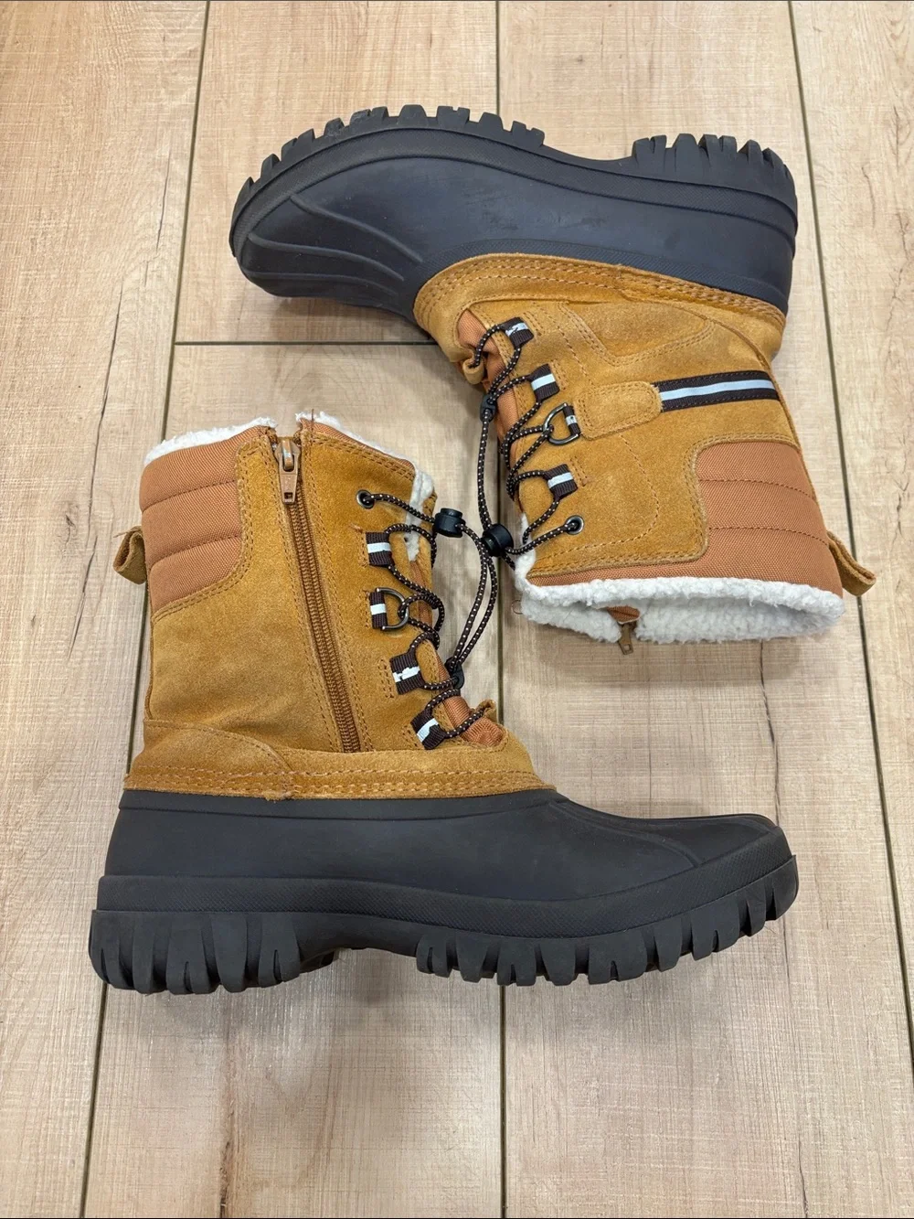 Lands' End Kids Tan and Brown Waterproof Winter Boots